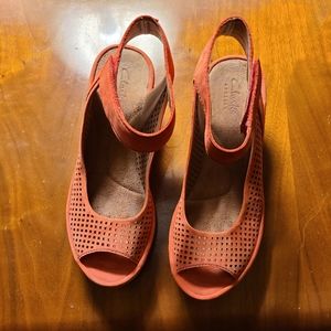 Clarks wedges peep toes